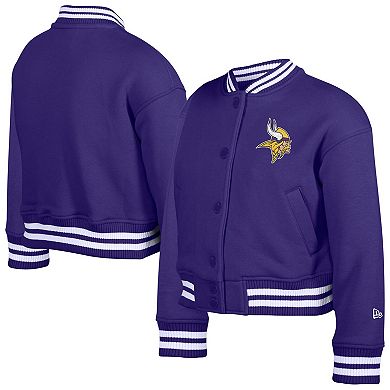 Youth New Era Purple Minnesota Vikings Chenille Applique Fleece Full-Snap Jacket