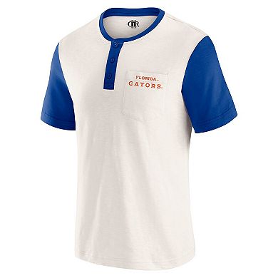 Men's Darius Rucker Collection by Fanatics Cream/Royal Florida Gators Henley Color Block Slub T-Shirt