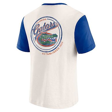 Men's Darius Rucker Collection by Fanatics Cream/Royal Florida Gators Henley Color Block Slub T-Shirt
