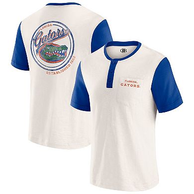 Men's Darius Rucker Collection by Fanatics Cream/Royal Florida Gators Henley Color Block Slub T-Shirt