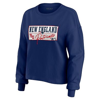 Women's WEAR by Erin Andrews Navy New England Patriots Heavy Rugby Jersey Long Sleeve T-Shirt & Shorts Lounge Set