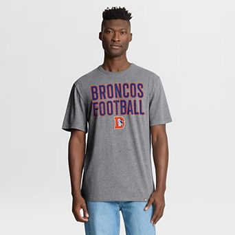 Men's Fanatics Heather Gray Denver Broncos First Down Tribute Tri-Blend T-Shirt