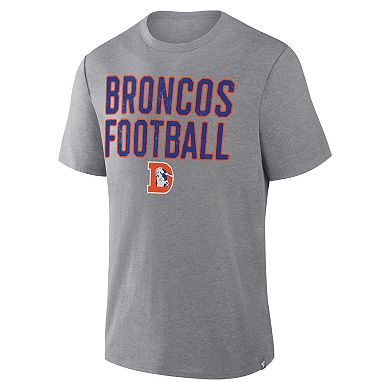 Men's Fanatics Heather Gray Denver Broncos First Down Tribute Tri-Blend T-Shirt