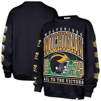 Women's '47 Navy Michigan Wolverines Go Big Oversized Pullover Sweatshirt