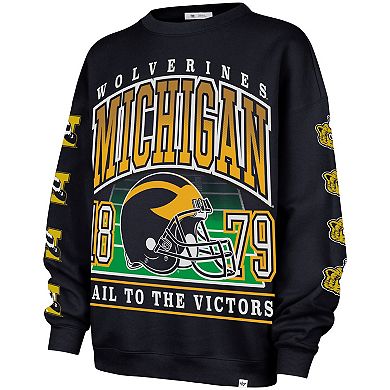 Women's '47 Navy Michigan Wolverines Go Big Oversized Pullover Sweatshirt