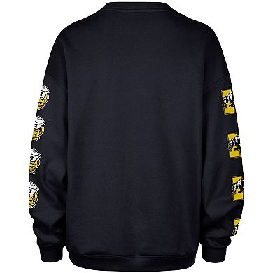 Women's '47 Navy Michigan Wolverines Go Big Oversized Pullover Sweatshirt