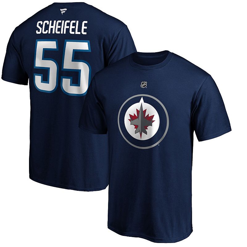 UPC 194321328315 product image for Men's Fanatics Mark Scheifele Navy Winnipeg Jets Authentic Stack Name & Number T | upcitemdb.com