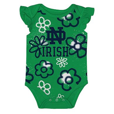Girl's Newborn and Infant Outerstuff Navy/Green Notre Dame Fighting Irish Little Sunshine Two-Piece Bodysuit Set