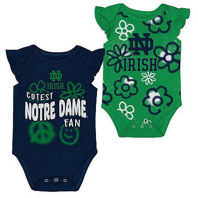 Girl's Newborn and Infant Outerstuff Navy/Green Notre Dame Fighting Irish Little Sunshine Two-Piece Bodysuit Set