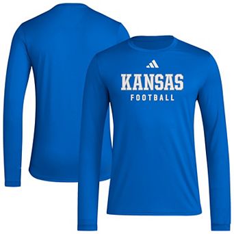 Men's adidas Royal Kansas Jayhawks Locker Practice Football Pre-Game Long Sleeve T-Shirt