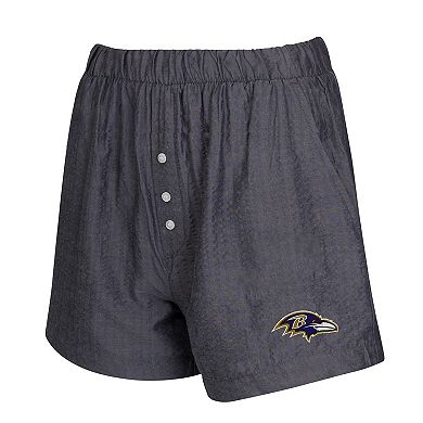 Women's Concepts Sport Black Baltimore Ravens Two-Pack Stripes and Solids Boxer Shorts Set