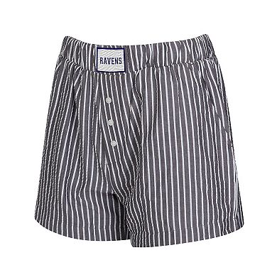 Women's Concepts Sport Black Baltimore Ravens Two-Pack Stripes and Solids Boxer Shorts Set