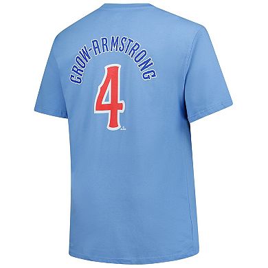 Men's Fanatics Pete Crow-Armstrong Light Blue Chicago Cubs Big & Tall Name & Number T-Shirt