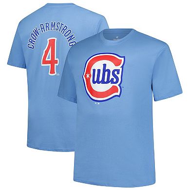 Men's Fanatics Pete Crow-Armstrong Light Blue Chicago Cubs Big & Tall Name & Number T-Shirt