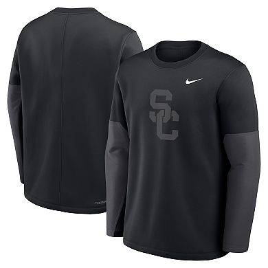 Men's Nike Black USC Trojans 2025 Sideline Coach Performance Long Sleeve T-Shirt