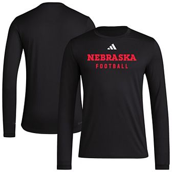 Men's adidas Black Nebraska Huskers Locker Practice Football Pre-Game Long Sleeve T-Shirt