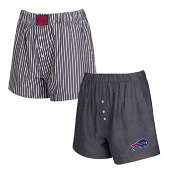 Women's Concepts Sport Black Buffalo Bills Two-Pack Stripes and Solids Boxer Shorts Set