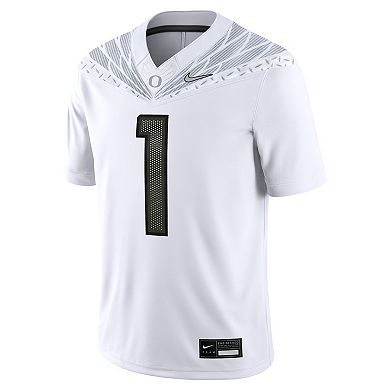 Men's Nike #1 White Oregon Ducks Game Jersey