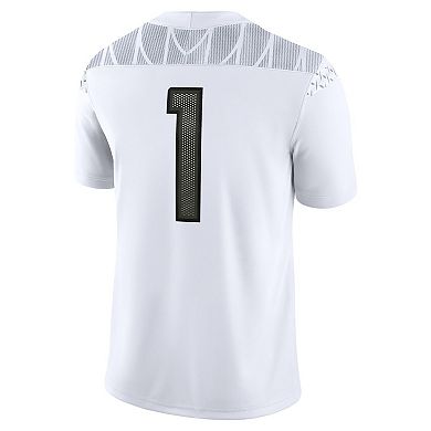 Men's Nike #1 White Oregon Ducks Game Jersey