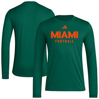 Men's adidas Green Miami Hurricanes Locker Practice Football Pre-Game Long Sleeve T-Shirt