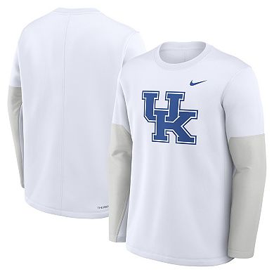 Men's Nike White Kentucky Wildcats 2025 Sideline Coach Performance Long Sleeve T-Shirt