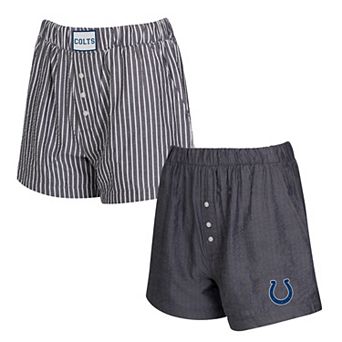 Women's Concepts Sport Black Indianapolis Colts Two-Pack Stripes and Solids Boxer Shorts Set