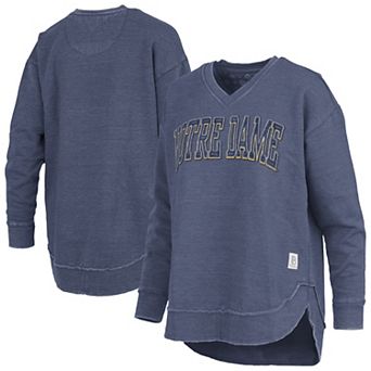 Women's Pressbox Navy Notre Dame Fighting Irish Westin Poncho V-Neck Pullover Sweatshirt