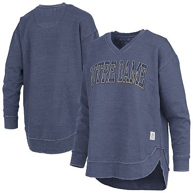 Women's Pressbox Navy Notre Dame Fighting Irish Westin Poncho V-Neck Pullover Sweatshirt