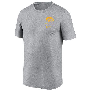 Men's Nike Heather Gray Iowa Hawkeyes Primary Logo Legend Performance T-Shirt