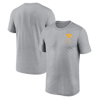 Men's Nike Heather Gray Iowa Hawkeyes Primary Logo Legend Performance T-Shirt