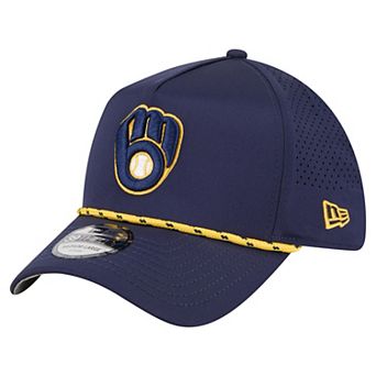 Men's New Era Navy Milwaukee Brewers 39THIRTY A-Frame Perforated Flex Hat