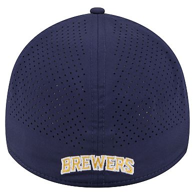 Men's New Era Navy Milwaukee Brewers 39THIRTY A-Frame Perforated Flex Hat