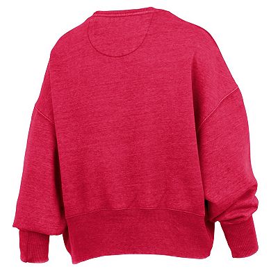 Women's Pressbox Scarlet Ohio State Buckeyes Oversized Waist-Length Crewneck Sweatshirt