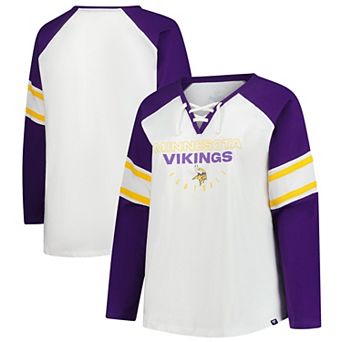 Women's Fanatics White Minnesota Vikings Plus Size Redzone Lace Up Long Sleeve T-Shirt