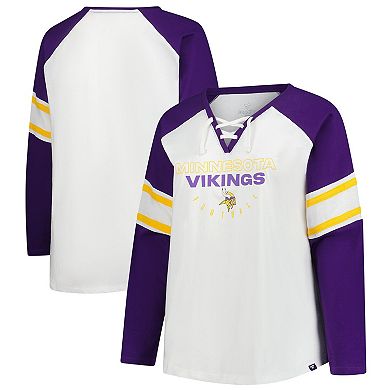 Women's Fanatics White Minnesota Vikings Plus Size Redzone Lace Up Long Sleeve T-Shirt