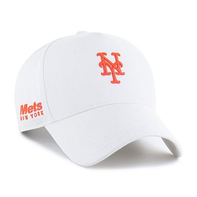 Men's '47 White New York Mets Foundational Pinch Offside Adjustable Hat