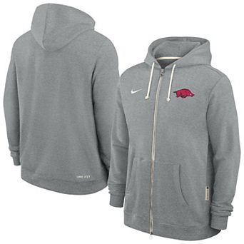 Men's Nike Heather Gray Arkansas Razorbacks 2025 Sideline Performance Full-Zip Hoodie