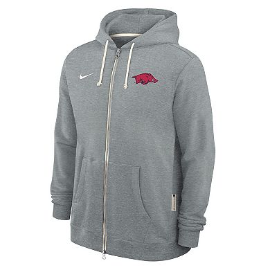 Men's Nike Heather Gray Arkansas Razorbacks 2025 Sideline Performance Full-Zip Hoodie