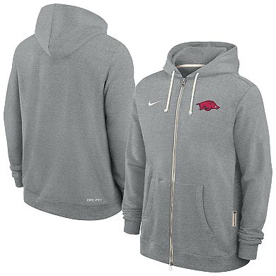 Men's Nike Heather Gray Arkansas Razorbacks 2025 Sideline Performance Full-Zip Hoodie