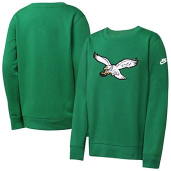 Youth Nike Kelly Green Philadelphia Eagles Rewind Essential Pullover Crewneck Sweatshirt
