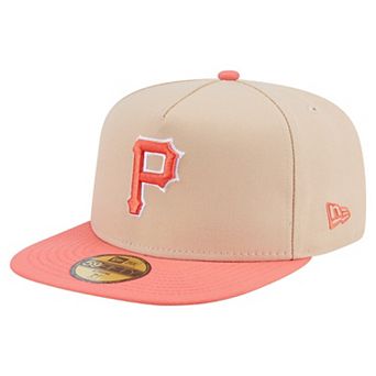 Men's New Era Light Beige/Coral Pittsburgh Pirates Two-Tone Color Pack A-Frame 59FIFTY Fitted Hat