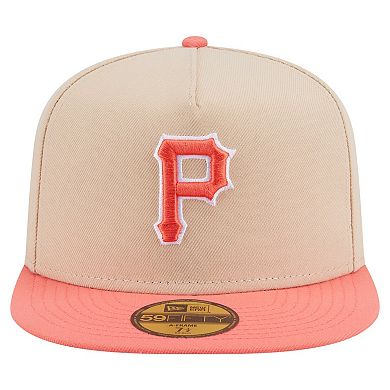 Men's New Era Light Beige/Coral Pittsburgh Pirates Two-Tone Color Pack A-Frame 59FIFTY Fitted Hat