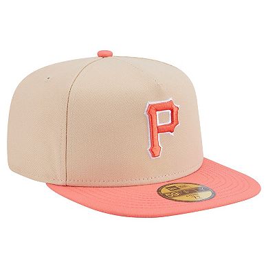 Men's New Era Light Beige/Coral Pittsburgh Pirates Two-Tone Color Pack A-Frame 59FIFTY Fitted Hat