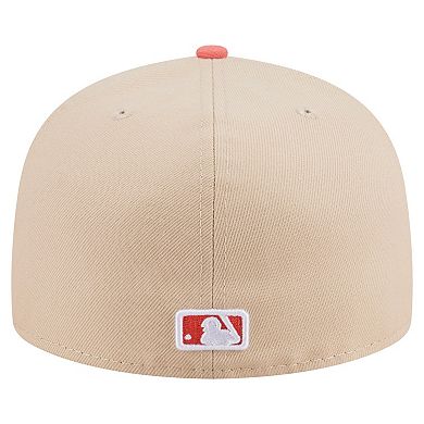 Men's New Era Light Beige/Coral Pittsburgh Pirates Two-Tone Color Pack A-Frame 59FIFTY Fitted Hat