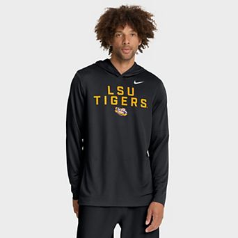 Men's Nike Black LSU Tigers 2025 Sideline Performance Long Sleeve Hoodie T-Shirt