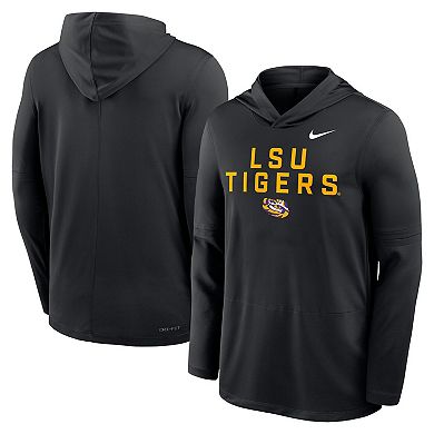 Men's Nike Black LSU Tigers 2025 Sideline Dri-FIT Long Sleeve Hoodie T-Shirt