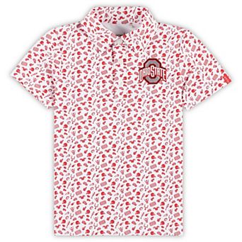 Toddler Garb White/Scarlet Ohio State Buckeyes Tom Allover Print Performance Polo