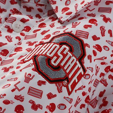 Toddler Garb White/Scarlet Ohio State Buckeyes Tom Allover Print Performance Polo