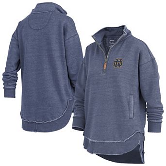 Women's Pressbox Navy Notre Dame Fighting Irish Northfork Sojourn Poncho Quarter-Zip Sweatshirt