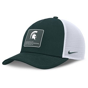 Men's Nike Forest Green/White Michigan State Spartans 2025 On-Field Rise Engineered Trucker Adjustable Hat